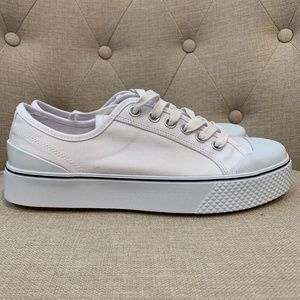 Marc Fisher LTD White Canvas Platform Sneakers